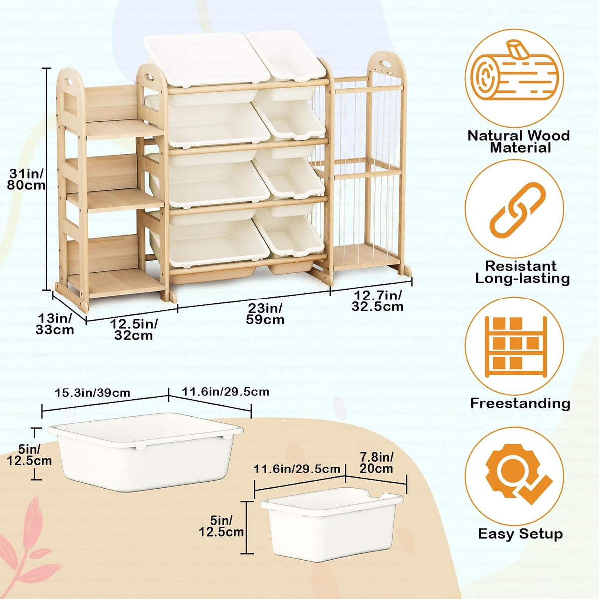 Kids Toy Storage Organizer, Toy Organizers and Storage with Stuffed Animal Storage, Toy Storage Shelf with 3 Shelves, 12 Storage Bins, Kids Bookshelf, Toy Holder for Playrooms, Bedrooms, White