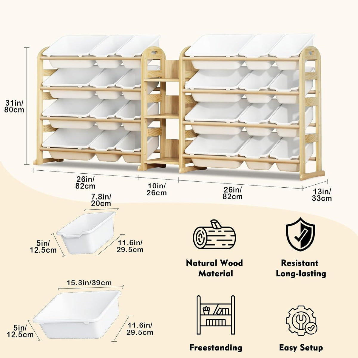 Kids Toy Storage Organizer, Toy Organizers and Storage with Stuffed Animal Storage, Toy Storage Shelf with 3 Shelves, 12 Storage Bins, Kids Bookshelf, Toy Holder for Playrooms, Bedrooms, White
