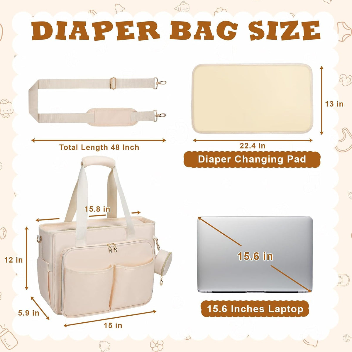 Diaper Bag Tote, Large Travel Hospital Bag for Labor Delivery
