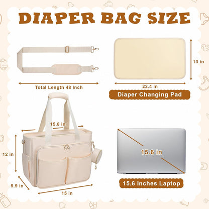 Diaper Bag Tote, Large Travel Hospital Bag for Labor Delivery