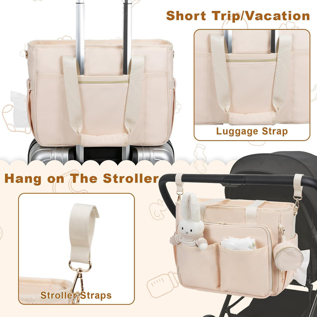 Diaper Bag Tote, Large Travel Hospital Bag for Labor Delivery