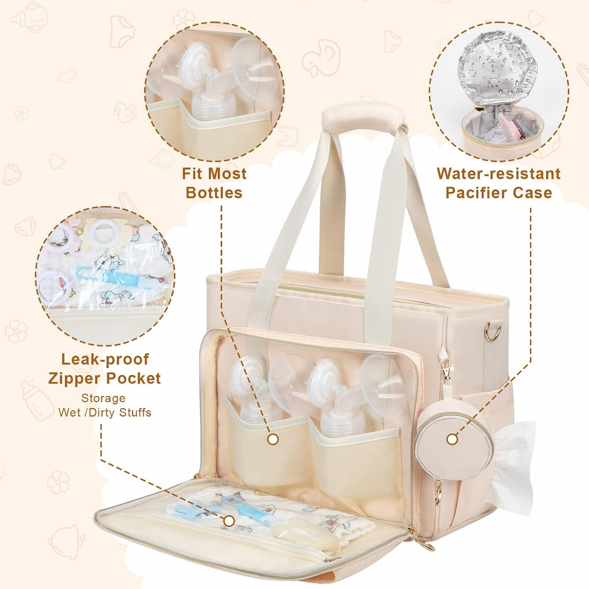 Diaper Bag Tote, Large Travel Hospital Bag for Labor Delivery