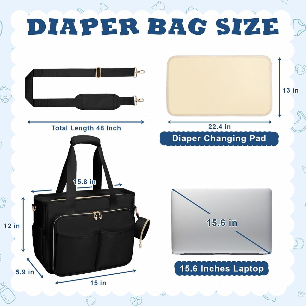 Diaper Bag Tote, Large Travel Hospital Bag for Labor Delivery