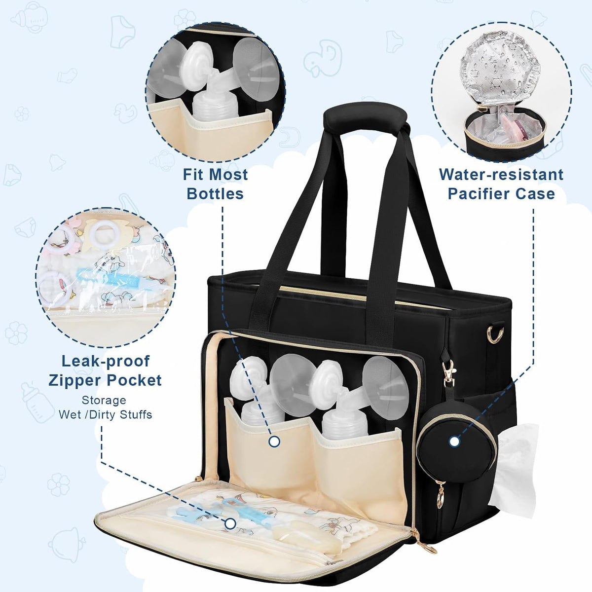 Diaper Bag Tote, Large Travel Hospital Bag for Labor Delivery