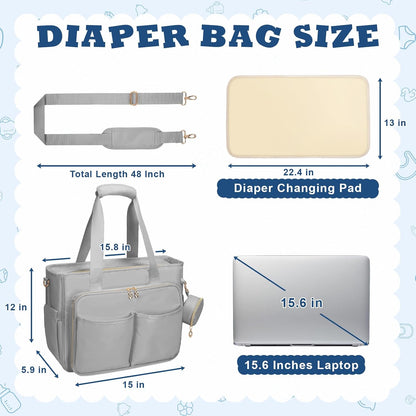 Diaper Bag Tote, Large Travel Hospital Bag for Labor Delivery