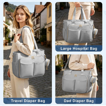 Diaper Bag Tote, Large Travel Hospital Bag for Labor Delivery