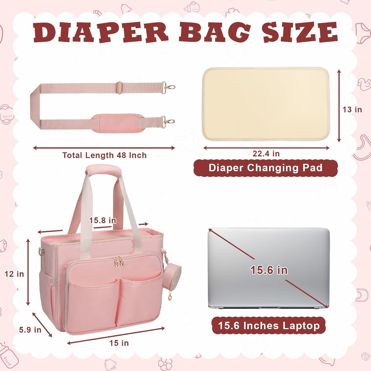 Diaper Bag Tote, Large Travel Hospital Bag for Labor Delivery