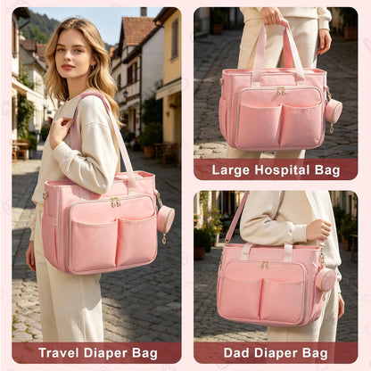 Diaper Bag Tote, Large Travel Hospital Bag for Labor Delivery