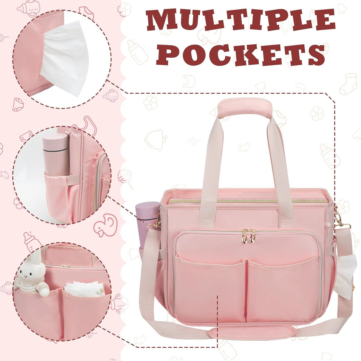 Diaper Bag Tote, Large Travel Hospital Bag for Labor Delivery