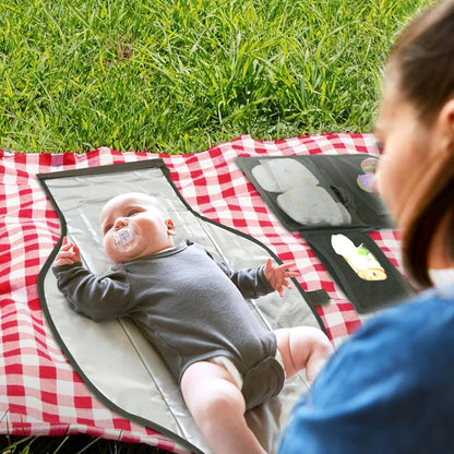 Portable Changing Pad for Baby, Travel Diaper Changing Pad for Newborn, Large Waterproof Baby Changing Mat, Foldable & Detachable Diaper Changing Station with Baby Wipes Pockets, Baby Stuff