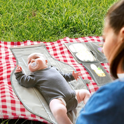 Portable Changing Pad for Baby, Travel Diaper Changing Pad for Newborn, Large Waterproof Baby Changing Mat, Foldable & Detachable Diaper Changing Station with Baby Wipes Pockets, Baby Stuff