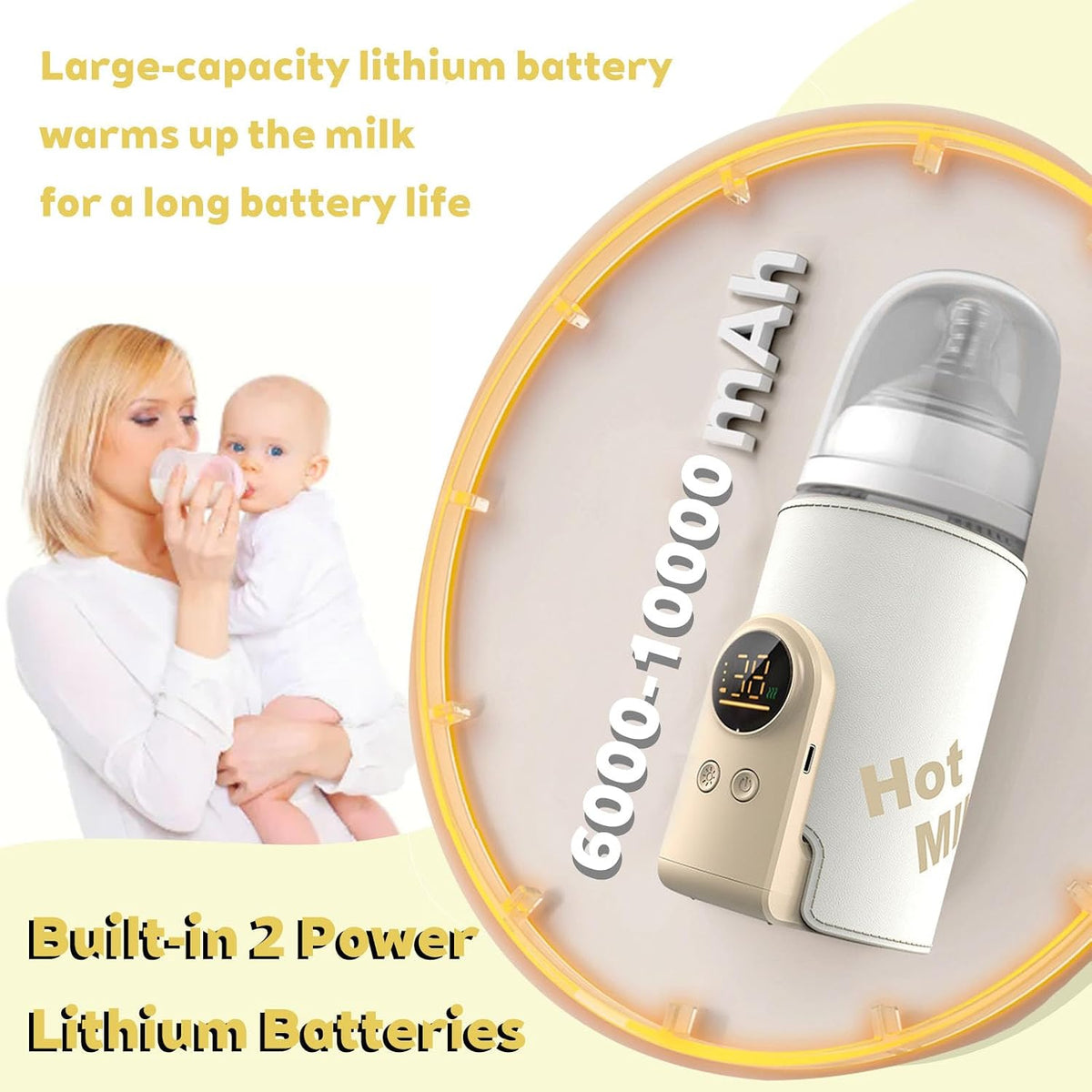 Portable Bottle Warmer for Travel, Comfortable Bottle Warmer on the go, Rapid Warming,Long-Lasting Warming up to 6-10H