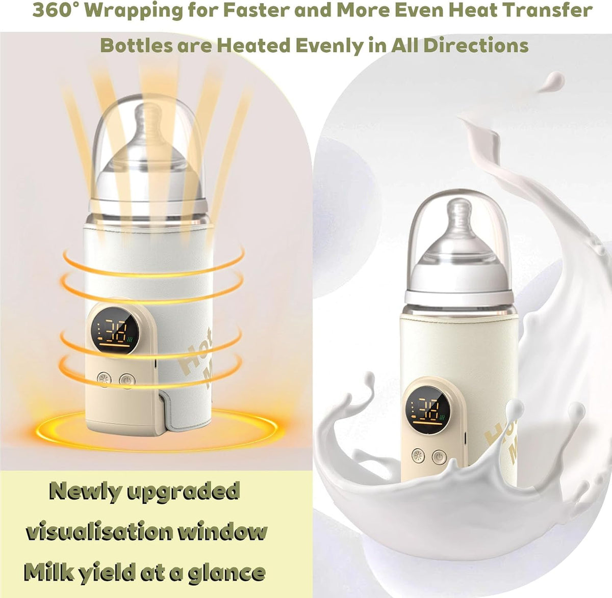 Portable Bottle Warmer for Travel, Comfortable Bottle Warmer on the go, Rapid Warming,Long-Lasting Warming up to 6-10H