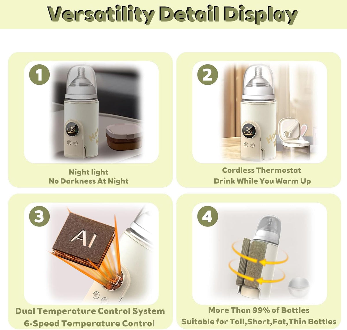 Portable Bottle Warmer for Travel, Comfortable Bottle Warmer on the go, Rapid Warming,Long-Lasting Warming up to 6-10H