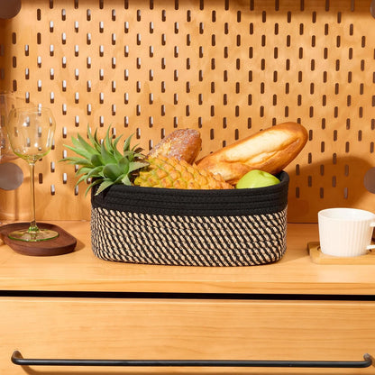 MiniArk Small Storage Baskets for Organizing | Closet Organizer Bins | Shelf Toy Basket | Woven Rope Baskets | Cube Decorative Box | Shallow Basket | 11.5x7.5x4.7” | 3 Packs Light Pink