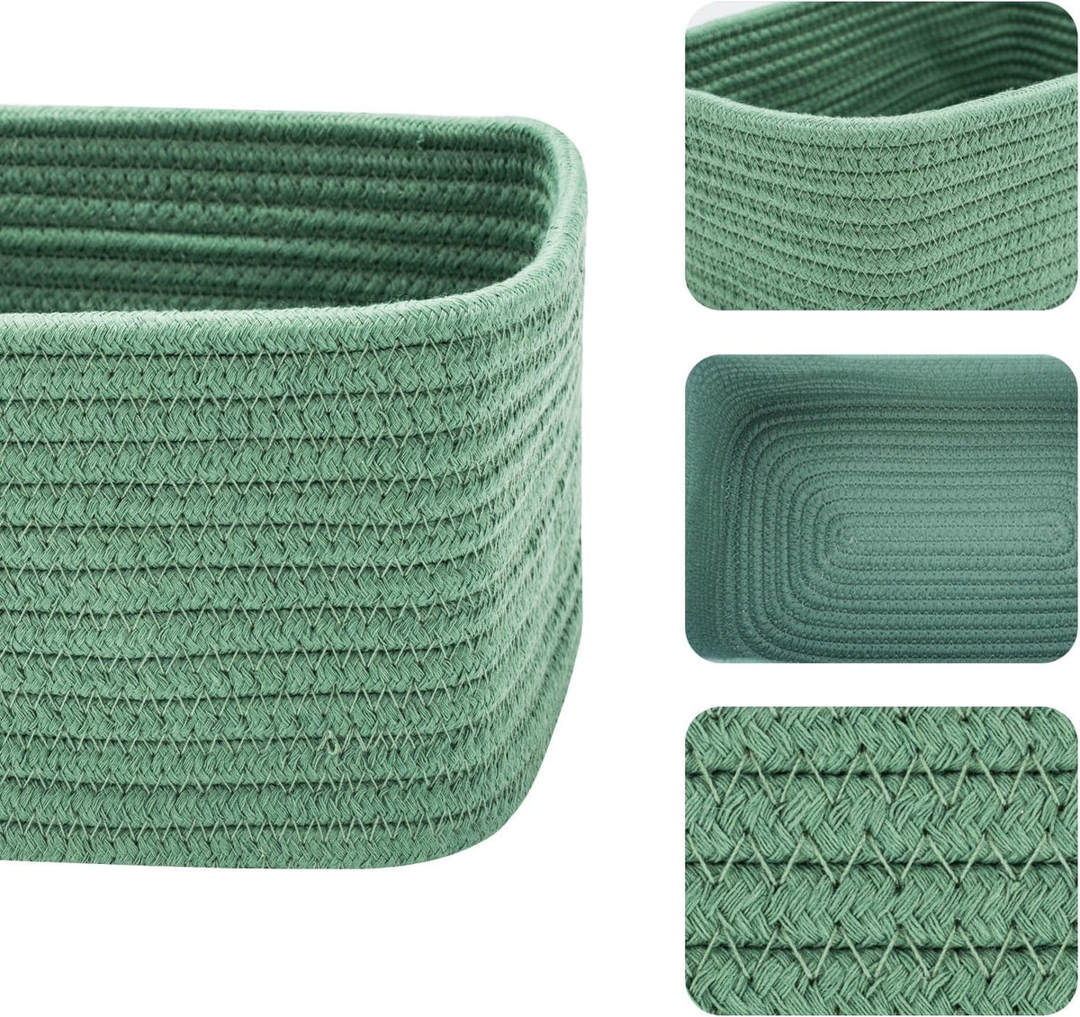 MiniArk Small Storage Baskets for Organizing | Closet Organizer Bins | Shelf Toy Basket | Woven Rope Baskets | Cube Decorative Box | Shallow Basket | 11.5x7.5x4.7” | 3 Packs Light Pink