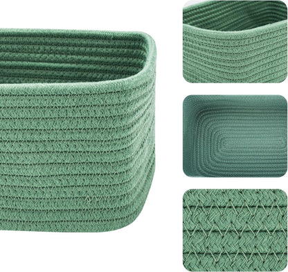 MiniArk Small Storage Baskets for Organizing | Closet Organizer Bins | Shelf Toy Basket | Woven Rope Baskets | Cube Decorative Box | Shallow Basket | 11.5x7.5x4.7” | 3 Packs Light Pink