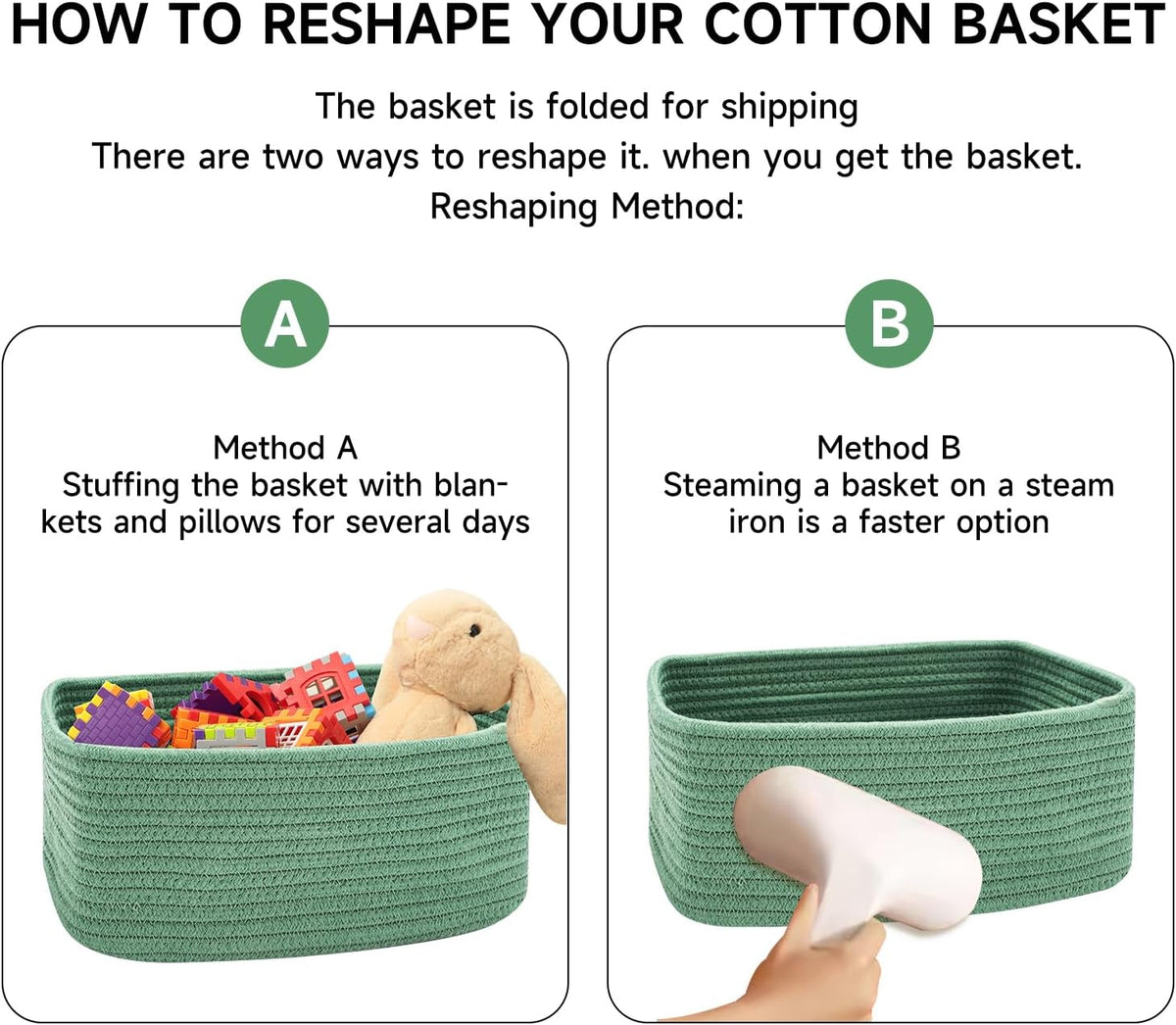 MiniArk Small Storage Baskets for Organizing | Closet Organizer Bins | Shelf Toy Basket | Woven Rope Baskets | Cube Decorative Box | Shallow Basket | 11.5x7.5x4.7” | 3 Packs Light Pink