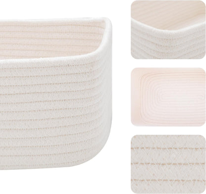 MiniArk Small Storage Baskets for Organizing | Closet Organizer Bins | Shelf Toy Basket | Woven Rope Baskets | Cube Decorative Box | Shallow Basket | 11.5x7.5x4.7” | 3 Packs Light Pink