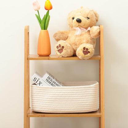 MiniArk Small Storage Baskets for Organizing | Closet Organizer Bins | Shelf Toy Basket | Woven Rope Baskets | Cube Decorative Box | Shallow Basket | 11.5x7.5x4.7” | 3 Packs Light Pink