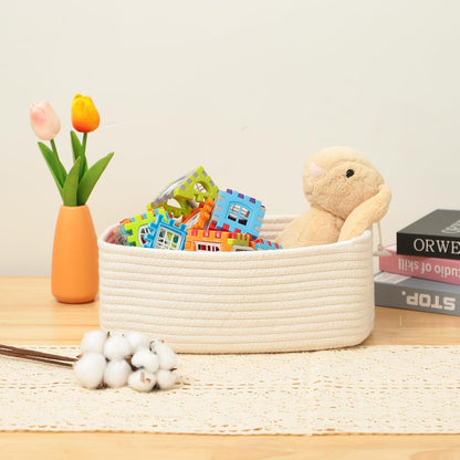 MiniArk Small Storage Baskets for Organizing | Closet Organizer Bins | Shelf Toy Basket | Woven Rope Baskets | Cube Decorative Box | Shallow Basket | 11.5x7.5x4.7” | 3 Packs Light Pink