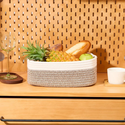 MiniArk Small Storage Baskets for Organizing | Closet Organizer Bins | Shelf Toy Basket | Woven Rope Baskets | Cube Decorative Box | Shallow Basket | 11.5x7.5x4.7” | 3 Packs Light Pink