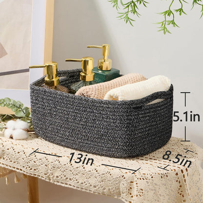 MiniArk Small Storage Baskets for Organizing | Closet Organizer Bins | Shelf Toy Basket | Woven Rope Baskets | Cube Decorative Box | Shallow Basket | 11.5x7.5x4.7” | 3 Packs Light Pink