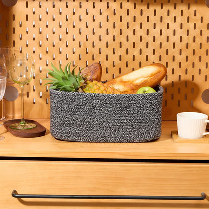 MiniArk Small Storage Baskets for Organizing | Closet Organizer Bins | Shelf Toy Basket | Woven Rope Baskets | Cube Decorative Box | Shallow Basket | 11.5x7.5x4.7” | 3 Packs Light Pink