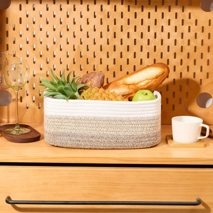 MiniArk Small Storage Baskets for Organizing | Closet Organizer Bins | Shelf Toy Basket | Woven Rope Baskets | Cube Decorative Box | Shallow Basket | 11.5x7.5x4.7” | 3 Packs Light Pink