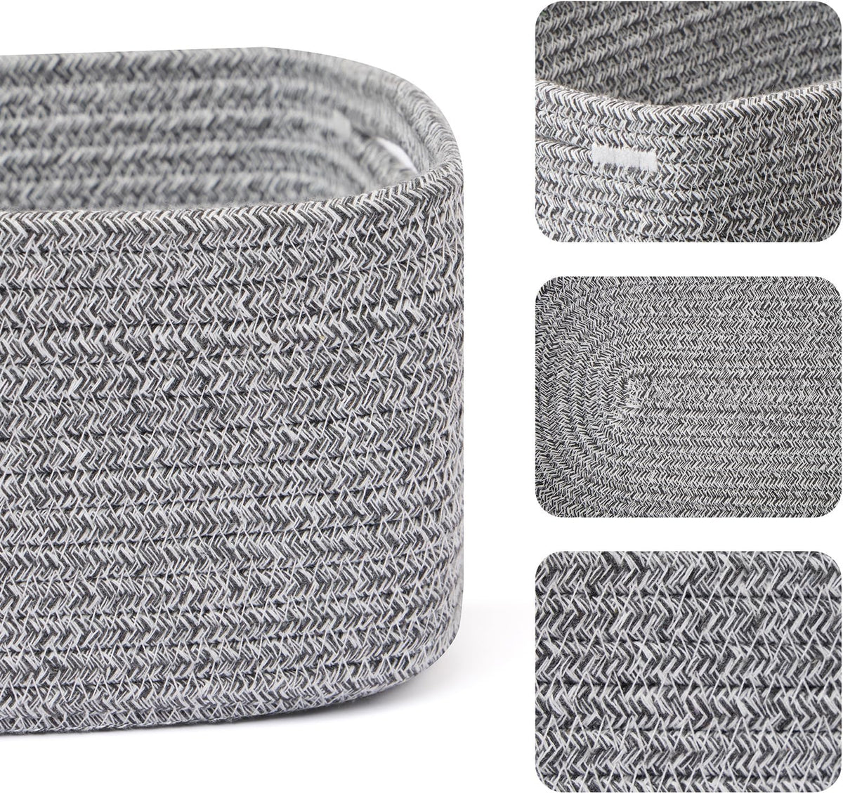 MiniArk Small Storage Baskets for Organizing | Closet Organizer Bins | Shelf Toy Basket | Woven Rope Baskets | Cube Decorative Box | Shallow Basket | 11.5x7.5x4.7” | 3 Packs Light Pink