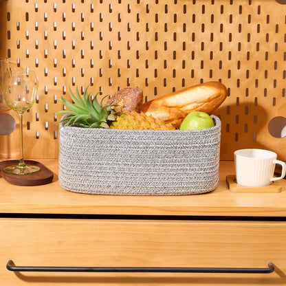 MiniArk Small Storage Baskets for Organizing | Closet Organizer Bins | Shelf Toy Basket | Woven Rope Baskets | Cube Decorative Box | Shallow Basket | 11.5x7.5x4.7” | 3 Packs Light Pink