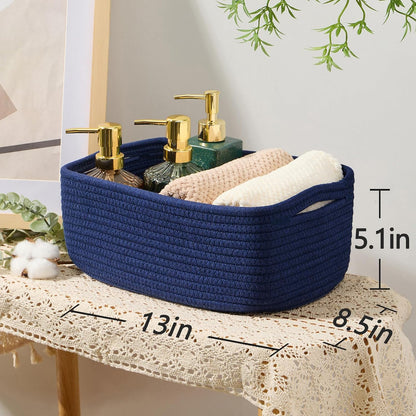MiniArk Small Storage Baskets for Organizing | Closet Organizer Bins | Shelf Toy Basket | Woven Rope Baskets | Cube Decorative Box | Shallow Basket | 11.5x7.5x4.7” | 3 Packs Light Pink