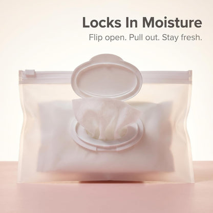 Baby Wipe Case Travel Holder Keeps Wipes Moist Set of Wet Wipes Holders Cases Portable Travel On The Go Refillable Dispenser Container Waterproof Wipe Container with Sealed Zipper