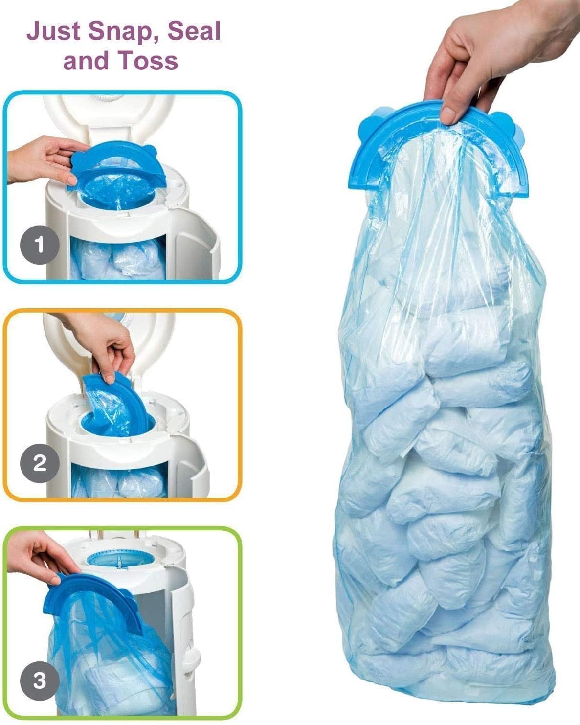 Diaper Pail Refill Bags, 34 Count, Holds 1088 Diapers, Fully Compatible with Arm & Hammer Diaper Pail Disposal System