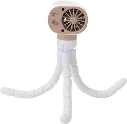 GLOGLOW Stroller Fans Turbo Fan with Semiconductor Cooling Flexible Octopus Tripod Desktop Small Personal Fan Quiet for Stroller Camping Office Car Mini Handheld 1800mAh