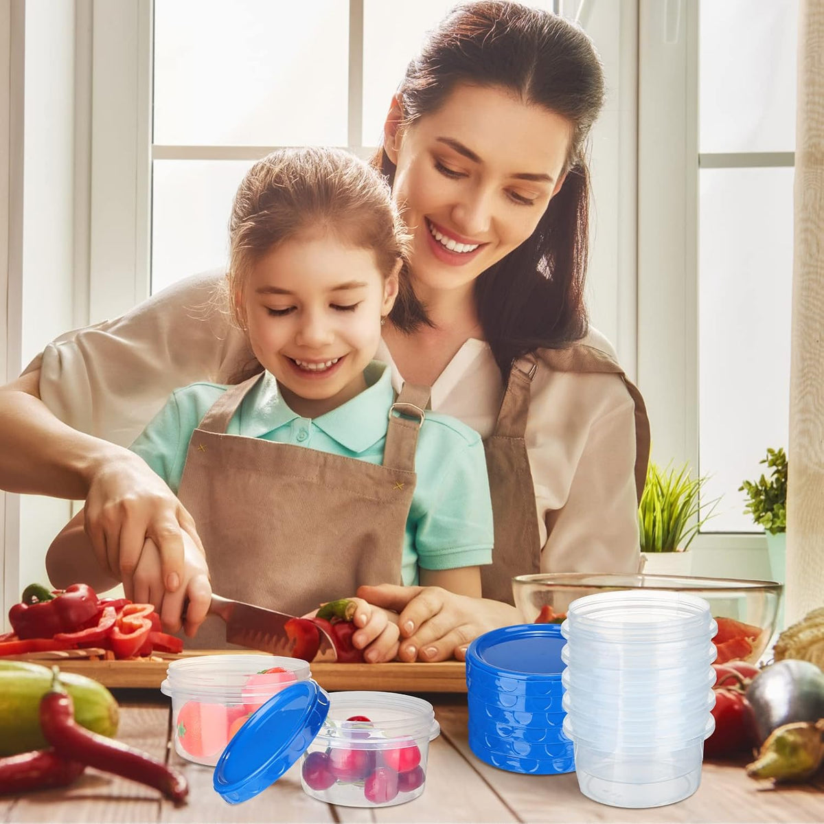 Pack 8 oz Freezer Containers with Lids, Purple, 36
