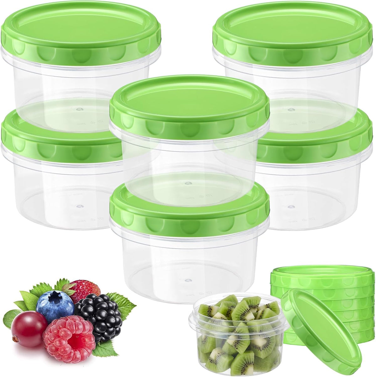 Pack 8 oz Freezer Containers with Lids, Purple, 36