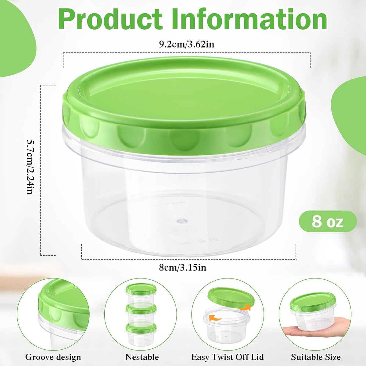 Pack 8 oz Freezer Containers with Lids, Purple, 36