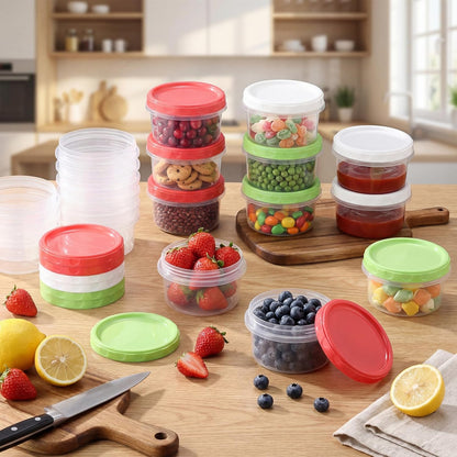 Pack 8 oz Freezer Containers with Lids, Purple, 36