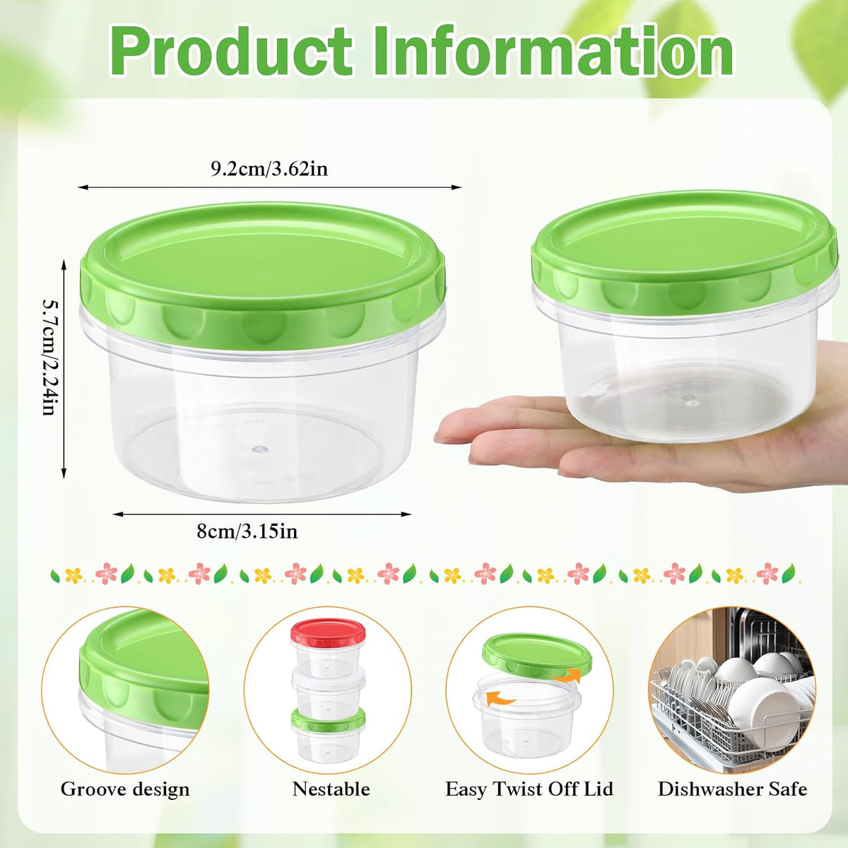 Pack 8 oz Freezer Containers with Lids, Purple, 36