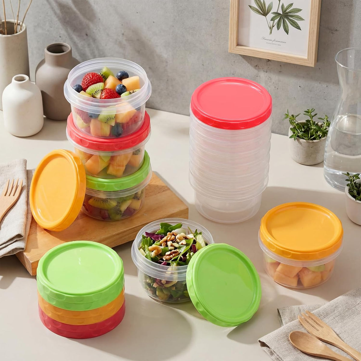 Pack 8 oz Freezer Containers with Lids, Purple, 36