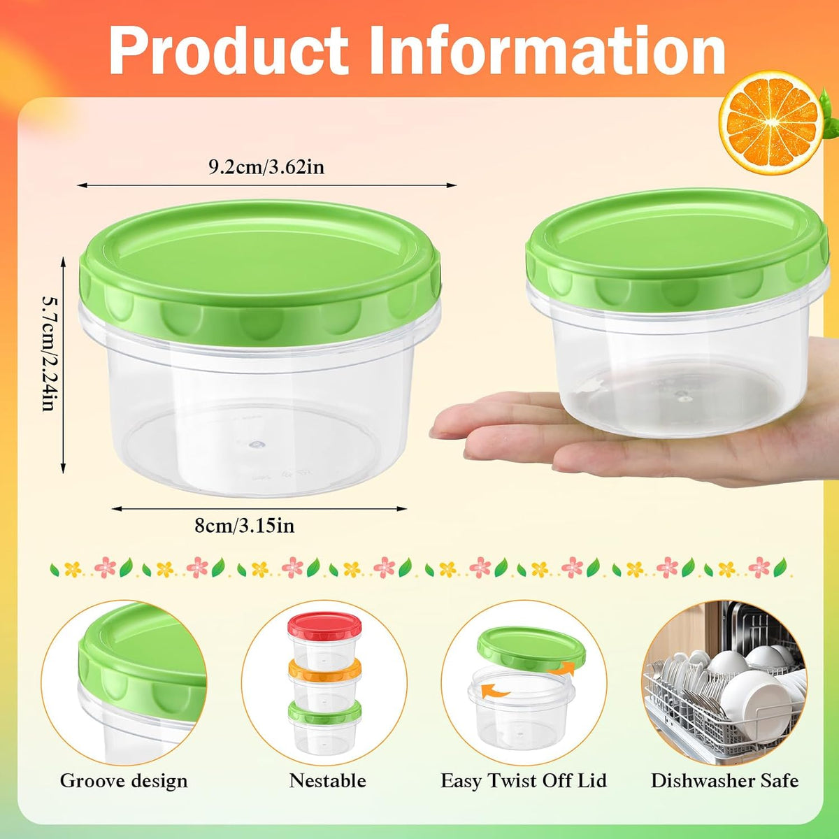 Pack 8 oz Freezer Containers with Lids, Purple, 36