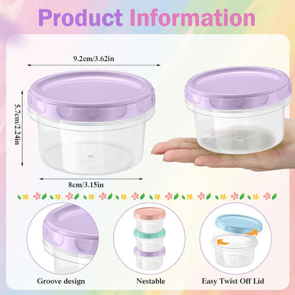 Pack 8 oz Freezer Containers with Lids, Purple, 36