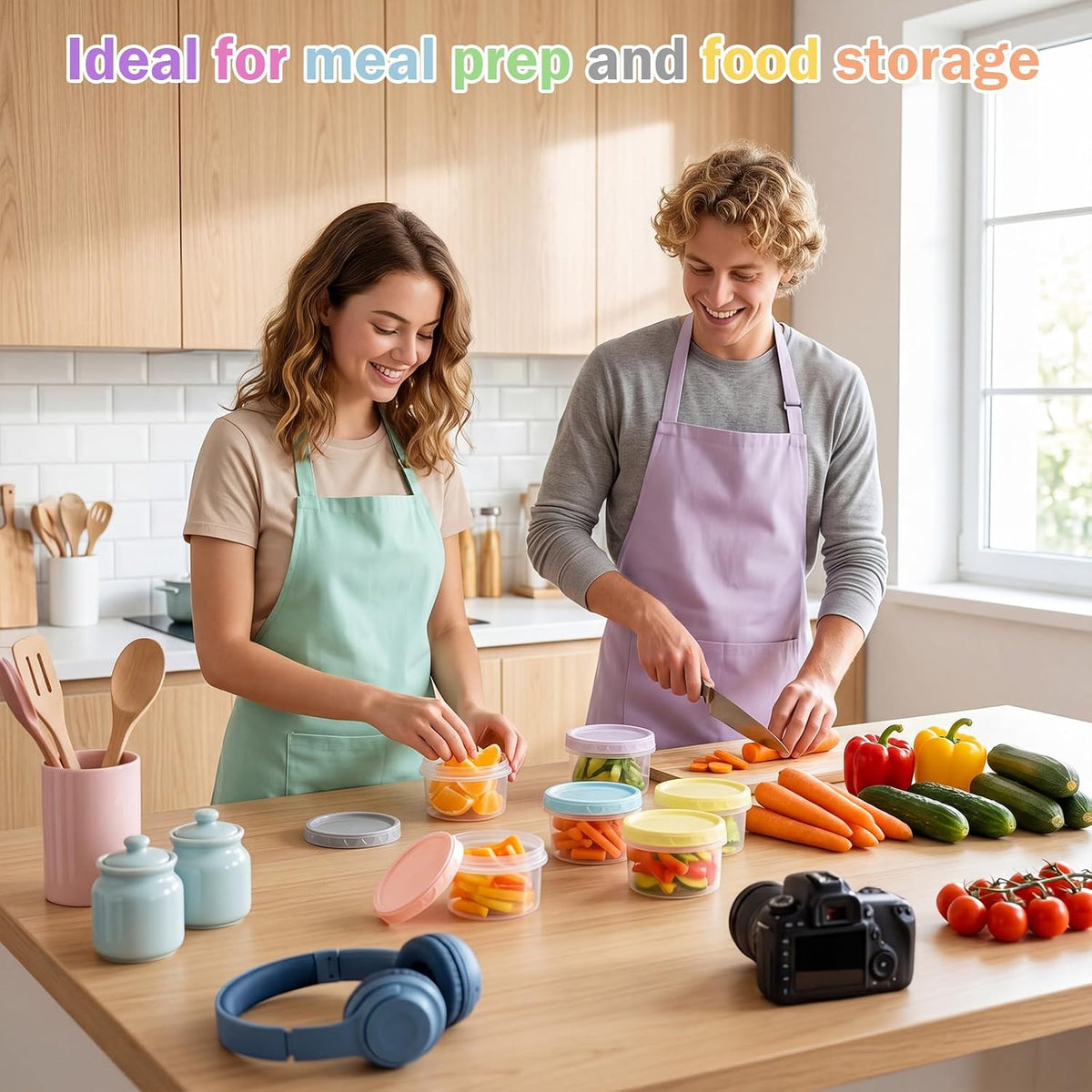 Pack 8 oz Freezer Containers with Lids, Purple, 36