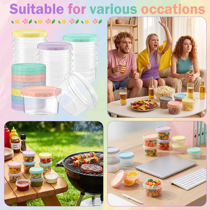 Pack 8 oz Freezer Containers with Lids, Purple, 36