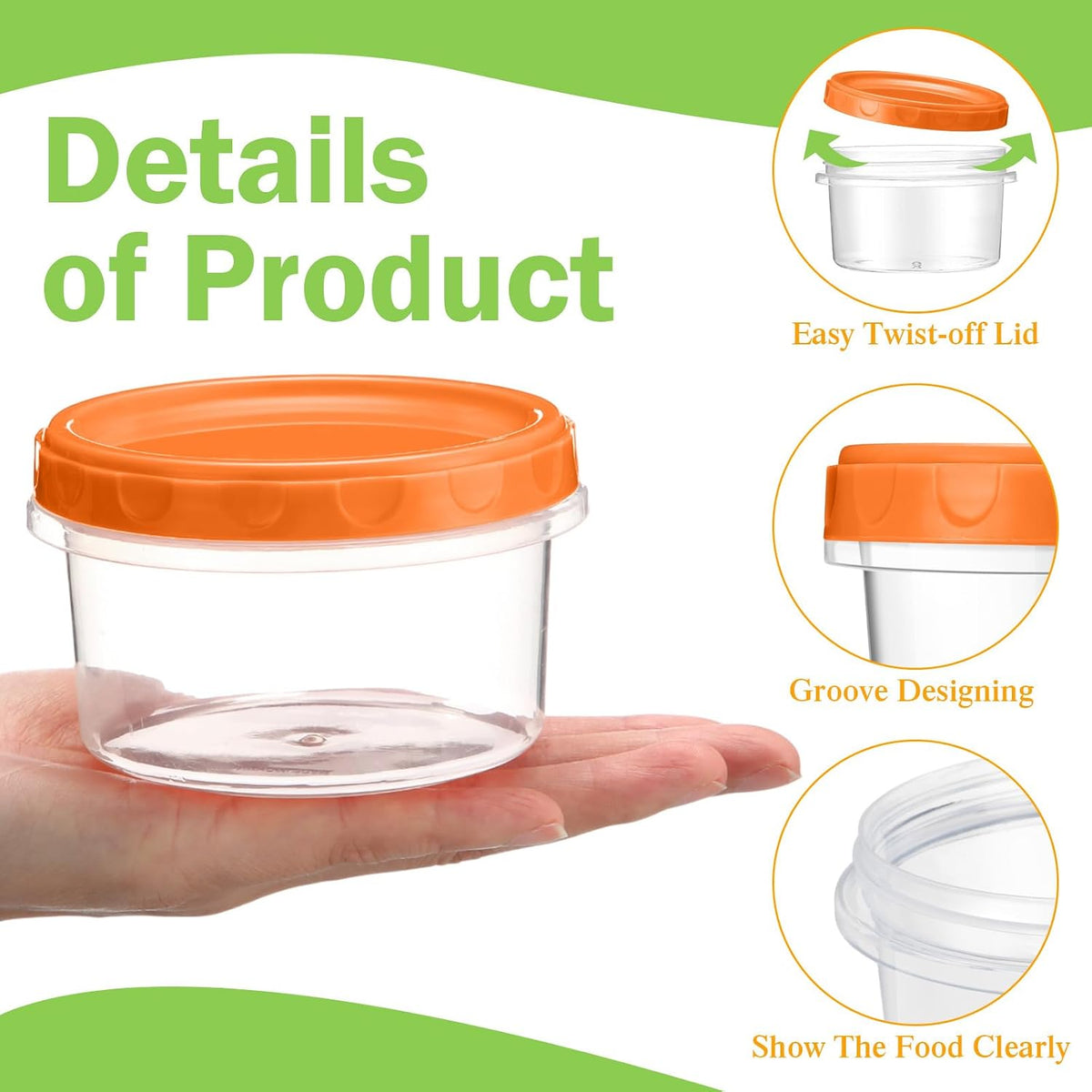 Pack 8 oz Freezer Containers with Lids, Purple, 36