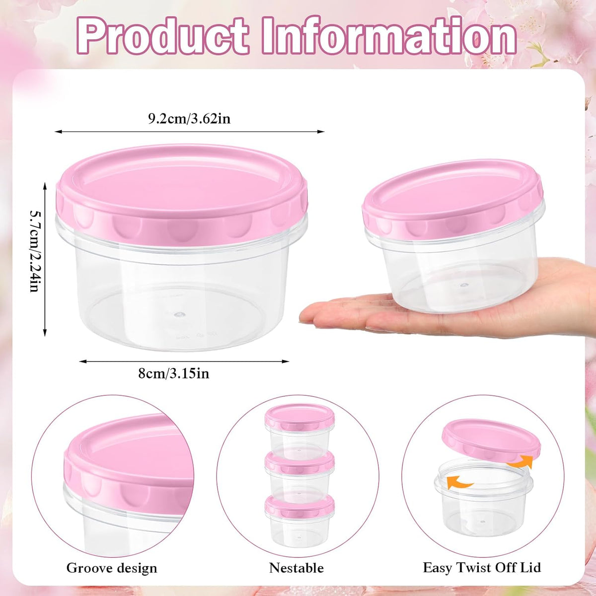 Pack 8 oz Freezer Containers with Lids, Purple, 36