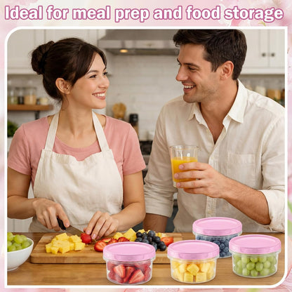 Pack 8 oz Freezer Containers with Lids, Purple, 36