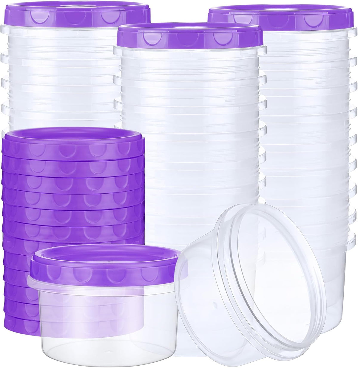 Pack 8 oz Freezer Containers with Lids, Purple, 36