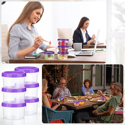 Pack 8 oz Freezer Containers with Lids, Purple, 36